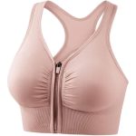 GLAMORAS Nylon Elastane Women Padded Wirefree Front Zip Closure Sports Bra Medium Impact Yoga Bras Racerback Workout Gym Bra, Size- S-3XL - Image 3