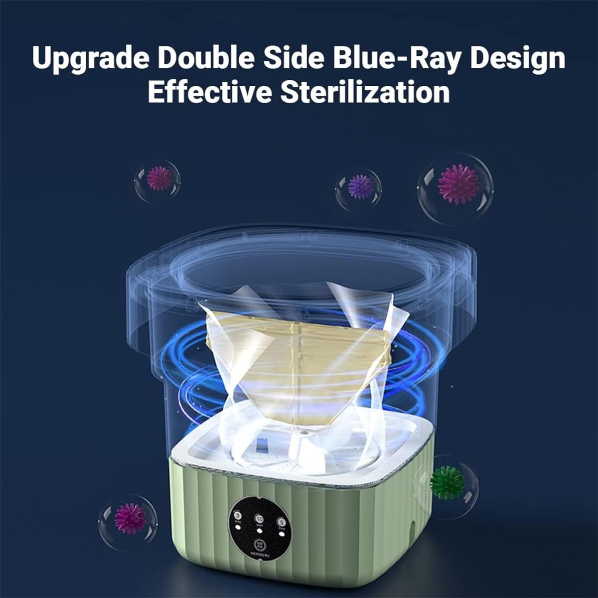 Portable Washing Machine, Mini Washing Machine with Spin Dryer, Foldable Mini Washing Machine for Baby Clothes, Underwear or Small Items, Ideal for Apartment, Dorm, Camping Green - Image 3