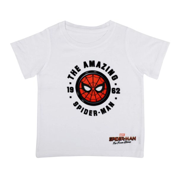 Marvel Spiderman by Wear Your Mind Boy's Plain Regular T-Shirt (DSM0074_White 3-4Y)