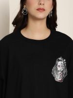 Fabflee Pure Cotton Oversized Baggy Fit Drop Shoulder Latest Aesthetic & Cool Graphic Printed Half Sleeve Tshirt for Women |Trendy Tees |Casual Loose Korean T-Shirt - Image 5