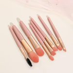 Perr Cherry Brushes with Pouch, 8PCS Professional Makeup Brush Set, Travel Size Cosmetic Brushes Kit for Face Foundation Blush Eye Shadow, Wooden Handle Soft Bristles (Multicolor) Pack Of 2 - Image 5