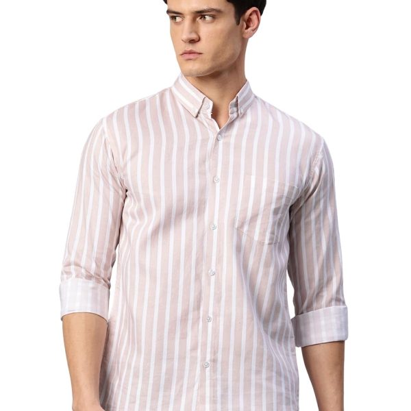 Majestic Man Classic Slim Fit Vertical Striped Casual Cotton Shirt