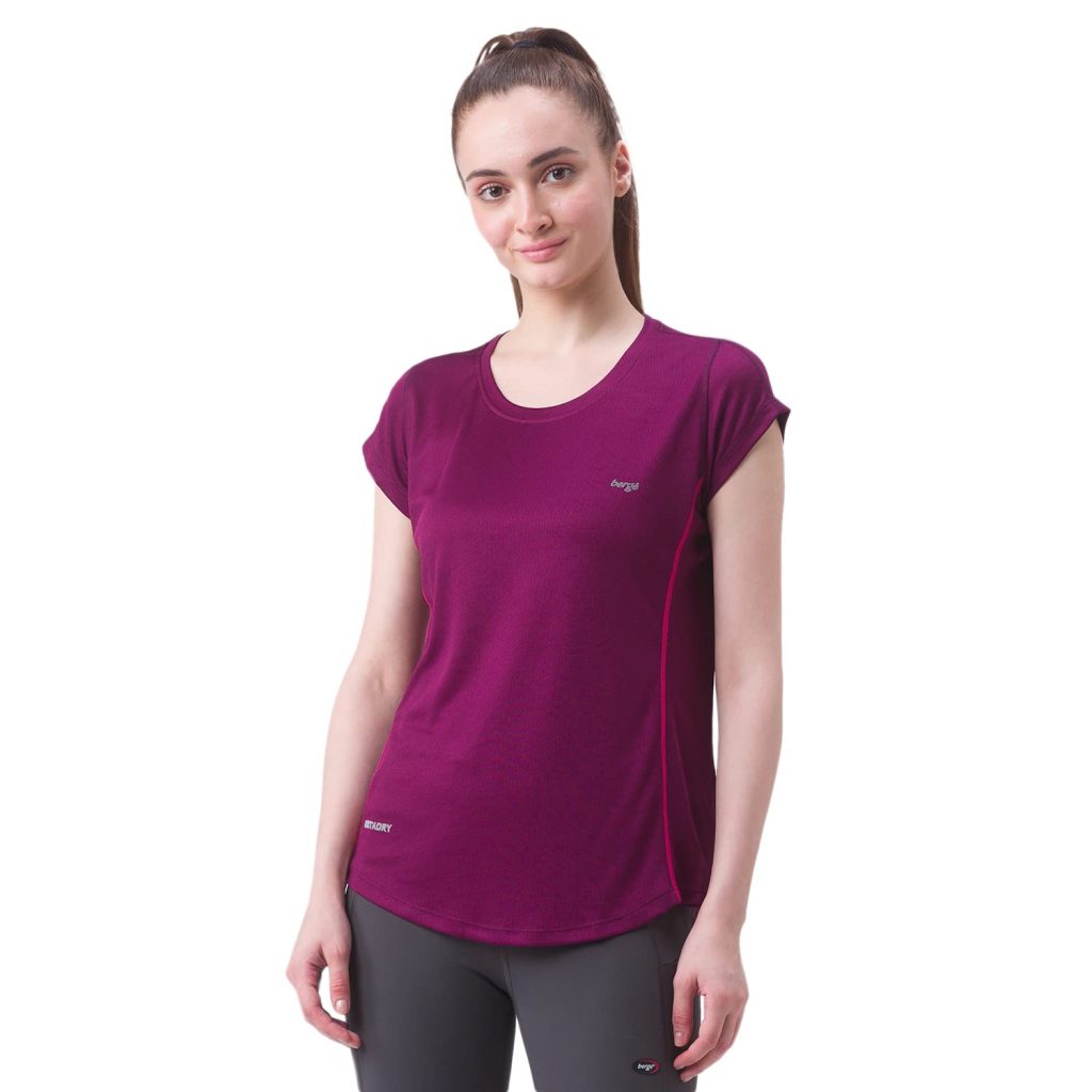 berge' Ladies Polyester Dry Fit Western Shirts & Tshirts for Women, Quick Drying & Breathable Fabric, Gym Wear Tees & Workout Tops (Black Colour)