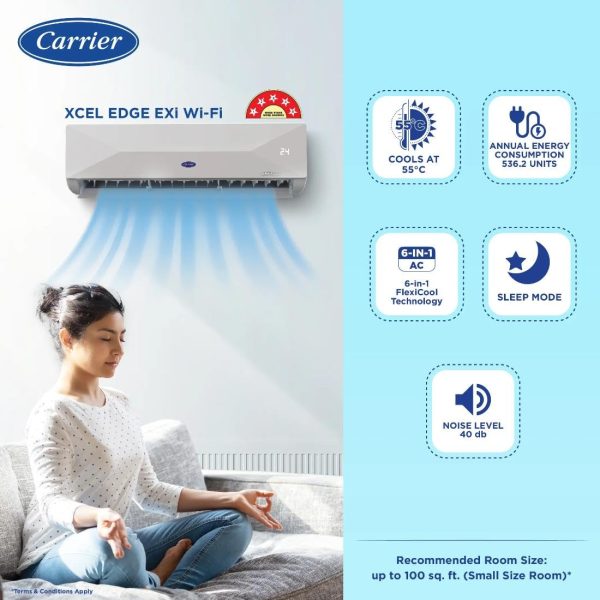 Carrier 1.5 Ton 18K 5 Star XCEL EDGE EXi Inverter Split Air Conditioner (CAI18CE5R34W0_5 kW, White)