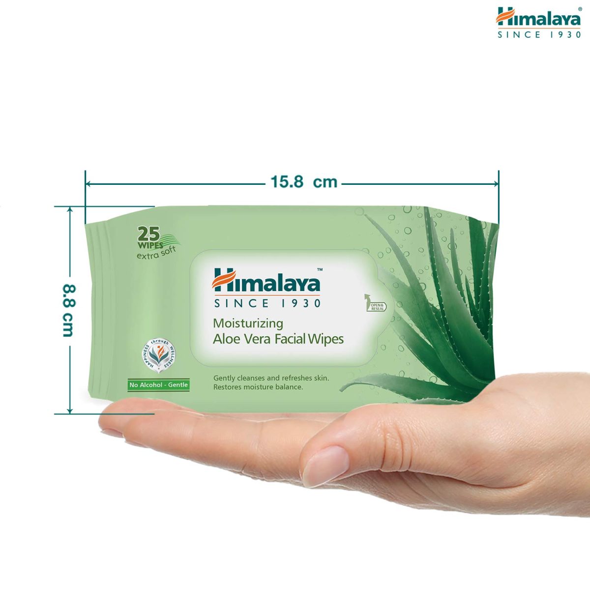 Himalaya Moisturising Aloe Vera Facial Wipes, 25 Count - Image 7
