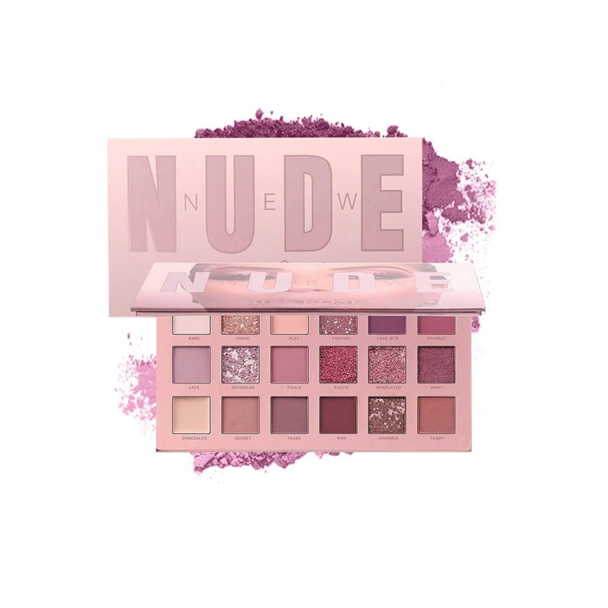 MR. HUDA Semi-Matte Professional Nude Eyeshadow Palette (18 Shades In 1 Kit) With Mirror, 18 g