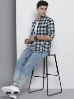 The Indian Garage Co Men's Cotton Slim Fit Checkered Full Sleeves Spread Collar Casual Shirt - Image 7