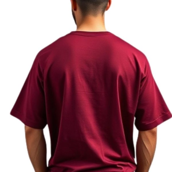 Oversized T-Shirt, Burgundy, Casual Crew Neck, Short Sleeve