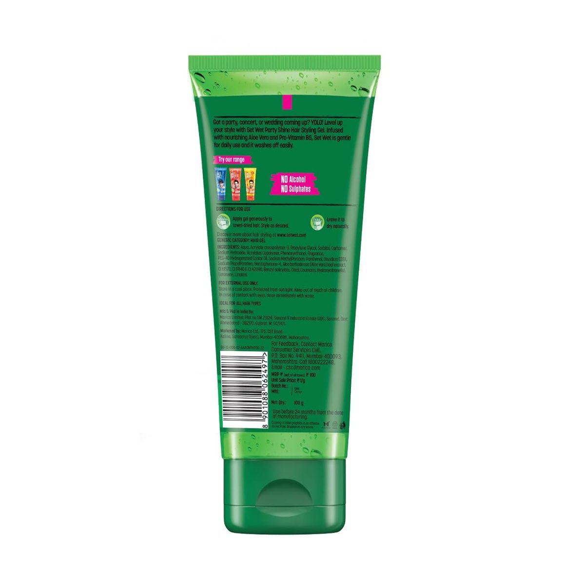 Set Wet Styling Hair Gel for Men - Party Shine, 100gm | Strong Hold, High Shine |For Short to Medium Hair| No Alcohol, No Sulphate - Image 9