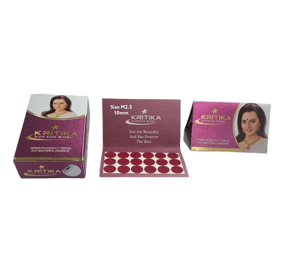 Kritika pottu/bindi premium velvet Antibacterial Adhesive (Maroon 2.5) Bindi 12 Packs - Image 2