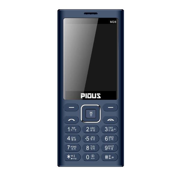 Pious M28 Dual Sim Keypad Mobile Phone (2.8 Inch Display, Wireless FM Radio, 3000 mAh Big Battery, Made in India) (Aqua Blue)