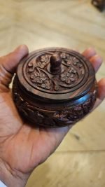 Master Arts Wooden Sindur Dabbi Box for Women - Kumkum Box (Pack of 2), Size 3.5 inch, Shisham Wood Carving Work - Image 3