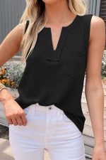 Zilcon Woman Summer Fashion Waffle Tops for Woman Cami Deep V Neck Sleeveless Tops Womens Casual top - Image 5
