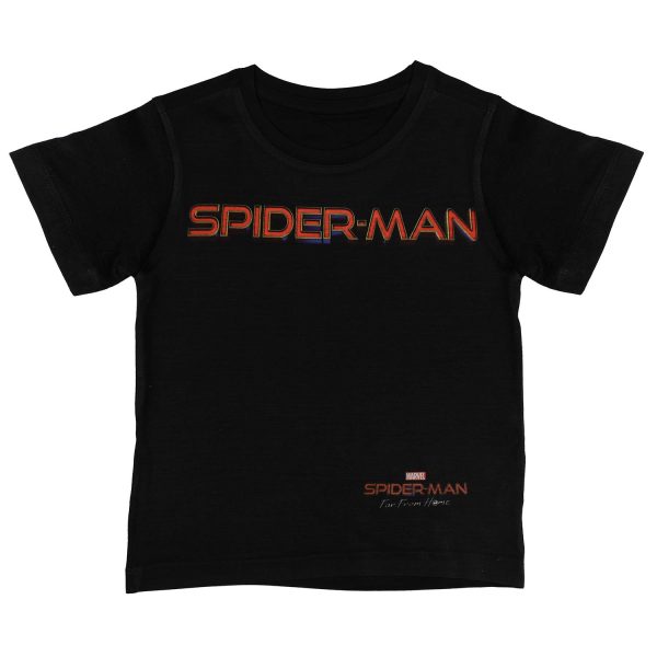 Marvel Spiderman by Wear Your Mind Boy's Plain Regular T-Shirt (DSM0092.2_Black2 3-4Y)