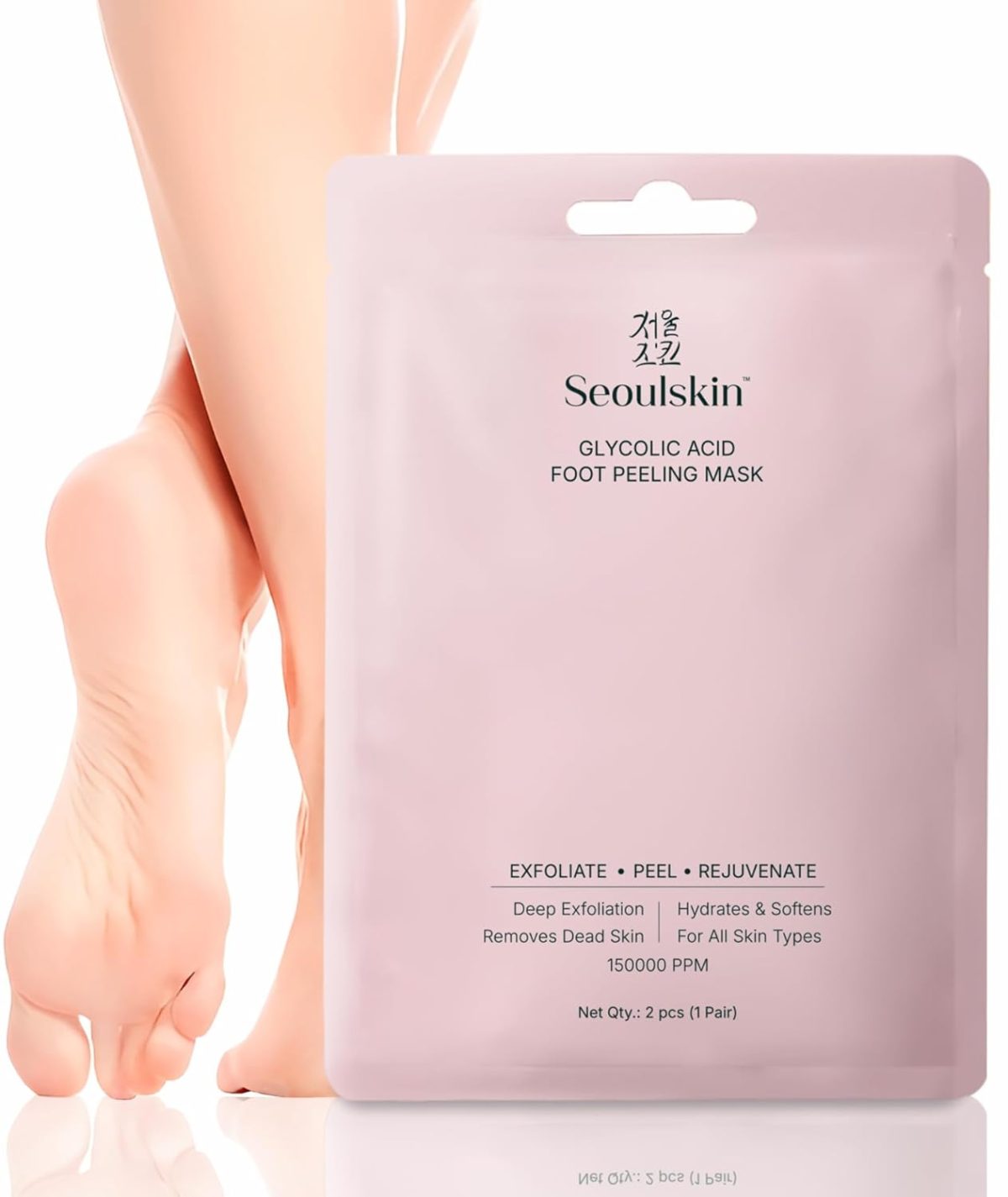 SeoulSkin Glycolic Acid Foot Peeling Mask (1 Pair), Korean Peeling & Exfoliating | Deep Exfoliation with Glycolic Acid, Removes Dead Skin, Cruelty-Free, Foot Peel Off Mask