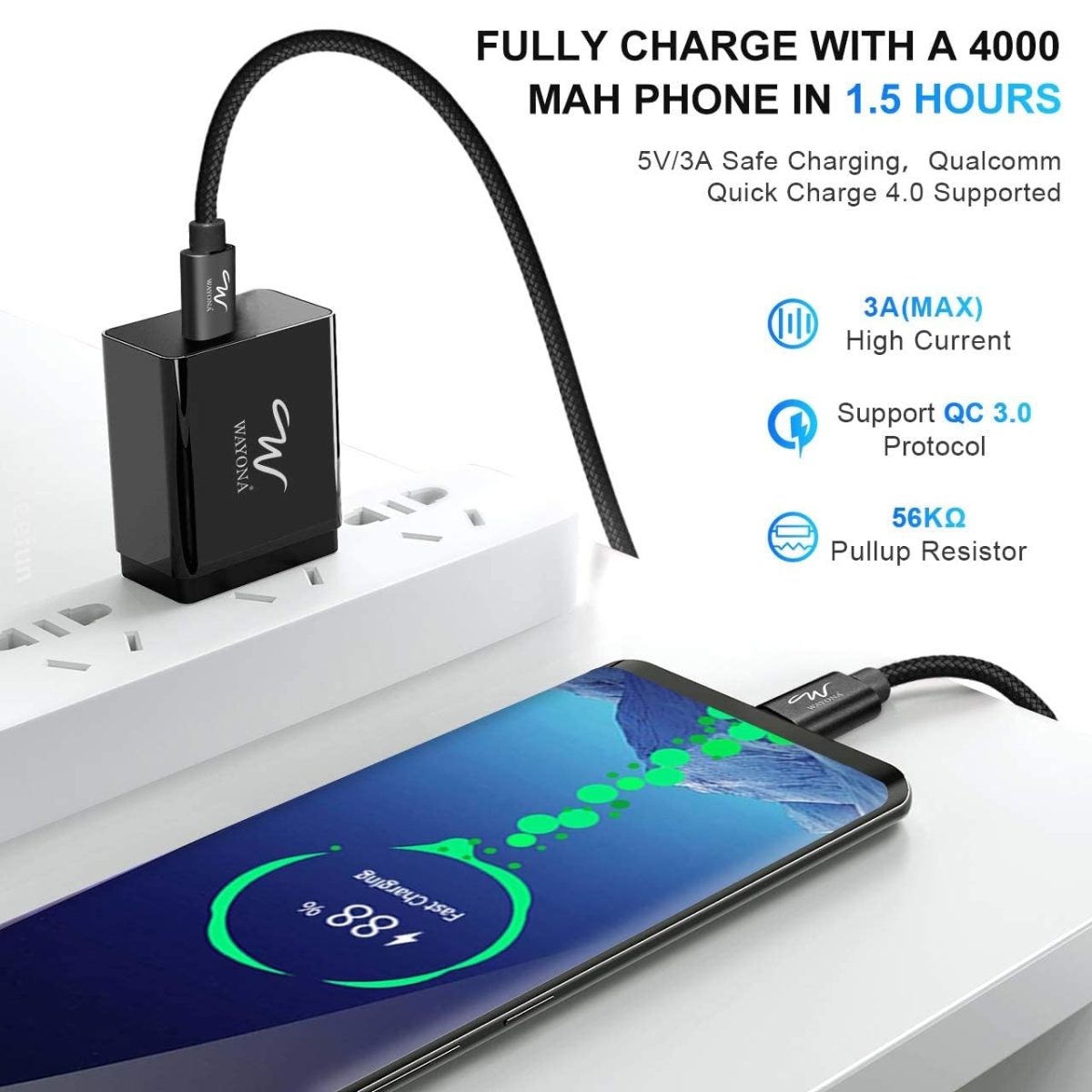 Wayona USB C to USB C 65W 6FT/2M Long Fast Charging Cable Compatible with iPhone 16,iPhone 15 Series,Samsung S25 Ultra, S24,Fold,Flip,OnePlus,Nothing Phone 2,Laptops & Macbook (2M, Black) - Image 4