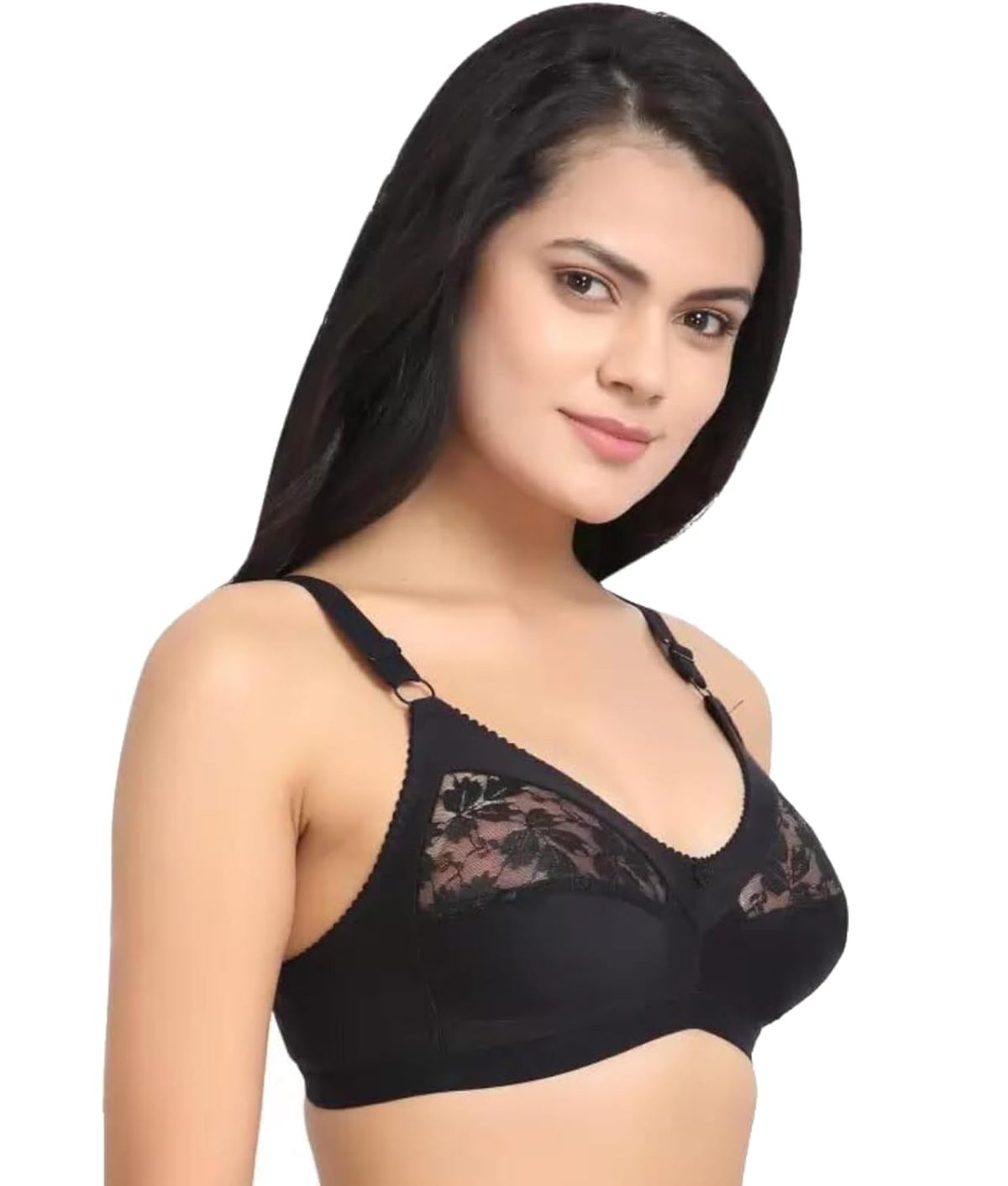Khwaish Store Women Cotton Half Net Seamed Net Full Coverage Non Padded Everyday Bra Adjustable Straps Plus Size Bras. Size (32 Till 50) - Image 4