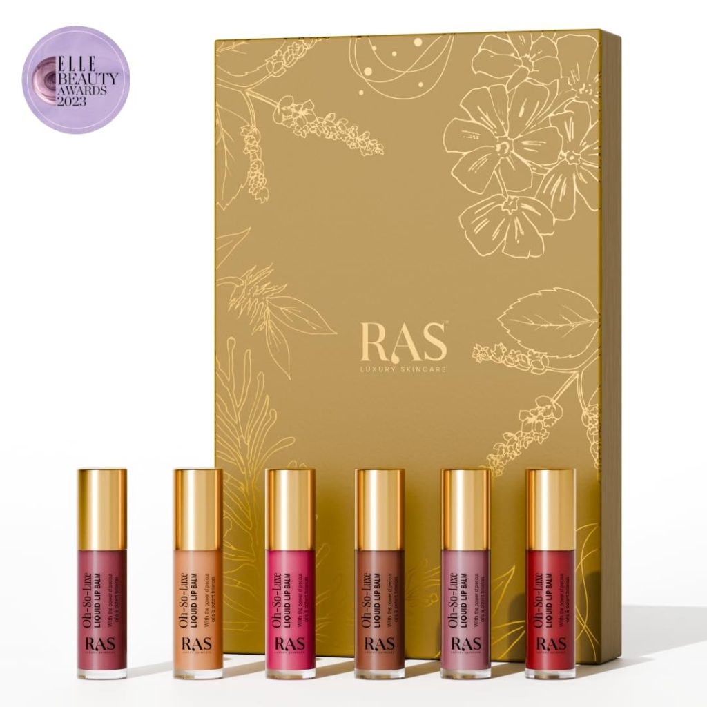 RAS Luxury Oils Tinted Lip Balm Gift Set For Women | 6 Mini Shades for Luscious Lips & Cheeks | Nourishing Formula with Shea Butter & Jojoba Oil