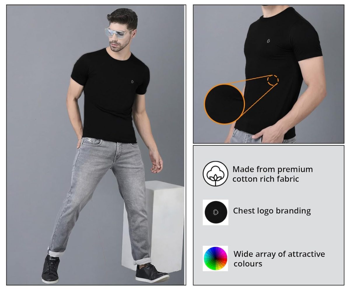 Dollar Super Combed Cotton Mens Solid T-Shirt - Image 5