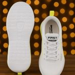 Rapidflex Running Shoes, White with Neon Yellow Accents, Breathable Mesh Upper, PVC Sole, Lace-up Closure - Image 4