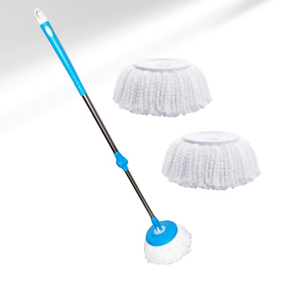 ADIMAC Stainless Steel and Plastic Mop Rod Stick with 360 Degree Rotating Pole Heavy Duty Mop Stick with 3 Refill Floor Cleaning Supplies Product for Home, Office