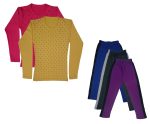 IndiWeaves Girls Cotton Full Sleeve Printed T-Shirts and Cotton Capri 3/4 Pants (Blue,Dark Grey,Purple,Magenta,Yellow,8-9 Years) Pack of 5