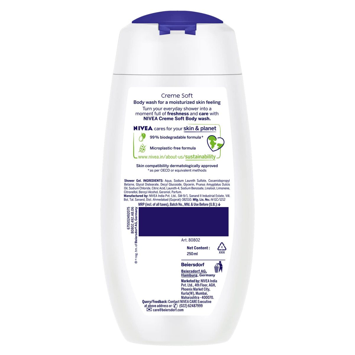 NIVEA Crème Soft 250ml Body Wash| Shower Gel with Natural Almond Oil|Clean, Healthy & Moisturized Skin|Microplastic Free - Image 6