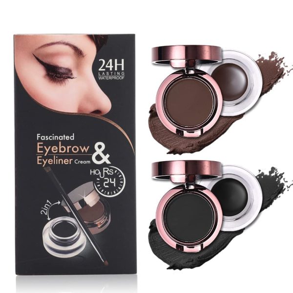 My Colors 4 in 1 Gel Eyeliner and Eyebrow Powder Kit Brown Black Water-proof with Eye Liner Brush