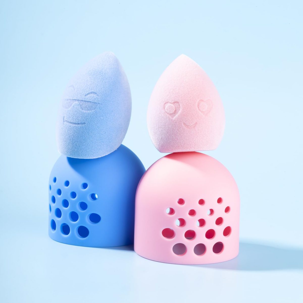 PAC Mr. & Mrs. Bounce (2 Pc)| Beauty Blender Makeup Sponge for Face Makeup | Velvet Soft Sponge for Foundation, Creams & Powders with Case | For All Skin Types - Soft, Reusable & Washable (Blue, Pink) - Image 4