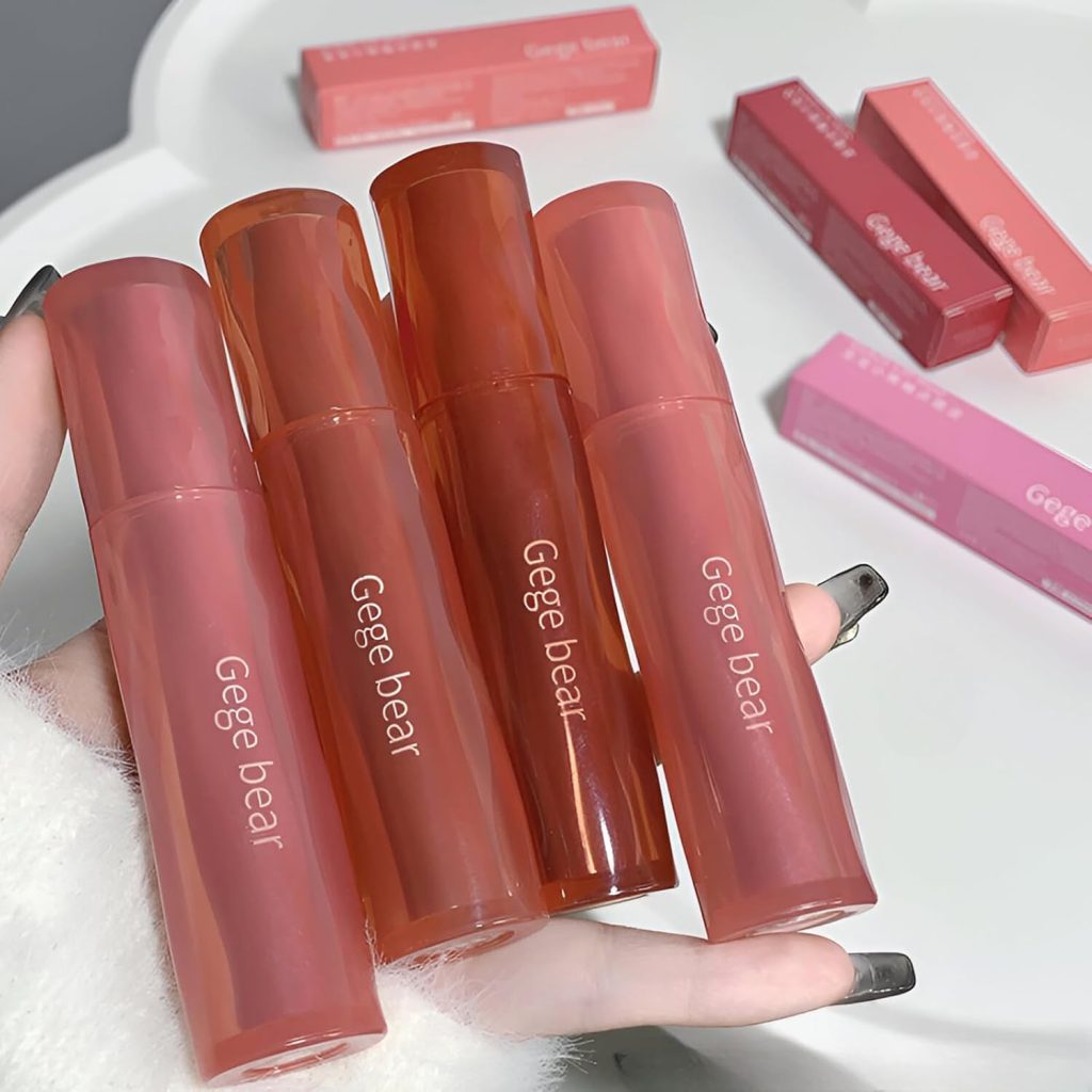Gege Bear Lip Mud | Non-Sticky & Nourishing | Aesthetic Lip Color | Liquid Lipstick with Lips Care Benefits | Pink to Brown Tones | Matte Finish | Long Lasting Hydrating & Lightweight | Non-Sticky & Nourishing | Moisturizing Kawaii Aesthetic Color | Lipsticks for Women (02#Haruyama Peach, 3g)
