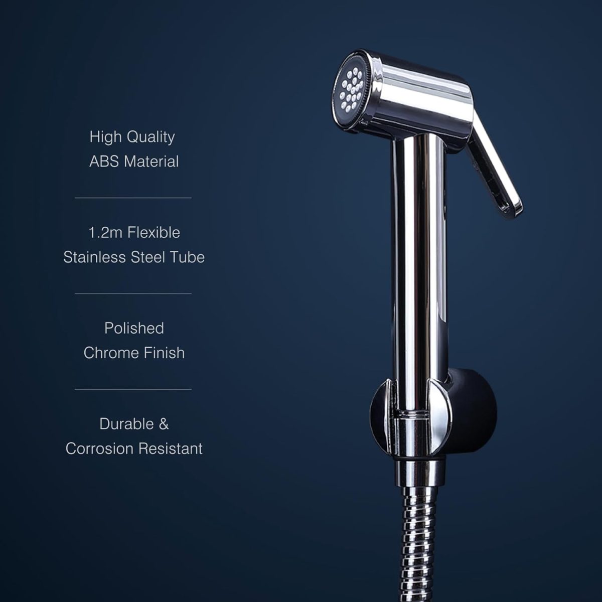 Hindware Italian Collection Health Faucet for Bathroom | Made of ABS | Comes with 1.2-Meter Stainless Steel Tube | Element | 1-Year Manufacturer Warranty - Image 4