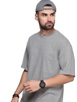 LEOTUDE Half Sleeve Oversized Tshirt for Men, Round Neck Cottonblend Drop Shoulder Solid T-Shirt (Color Multicolor) - Image 2