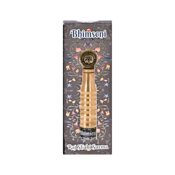 Bhimseni Rajshahi Black Surma, Traditional Ayurvedic Eye Care with Triphala,Herbs & motibhasm, Brass royal airtight brass surmedani