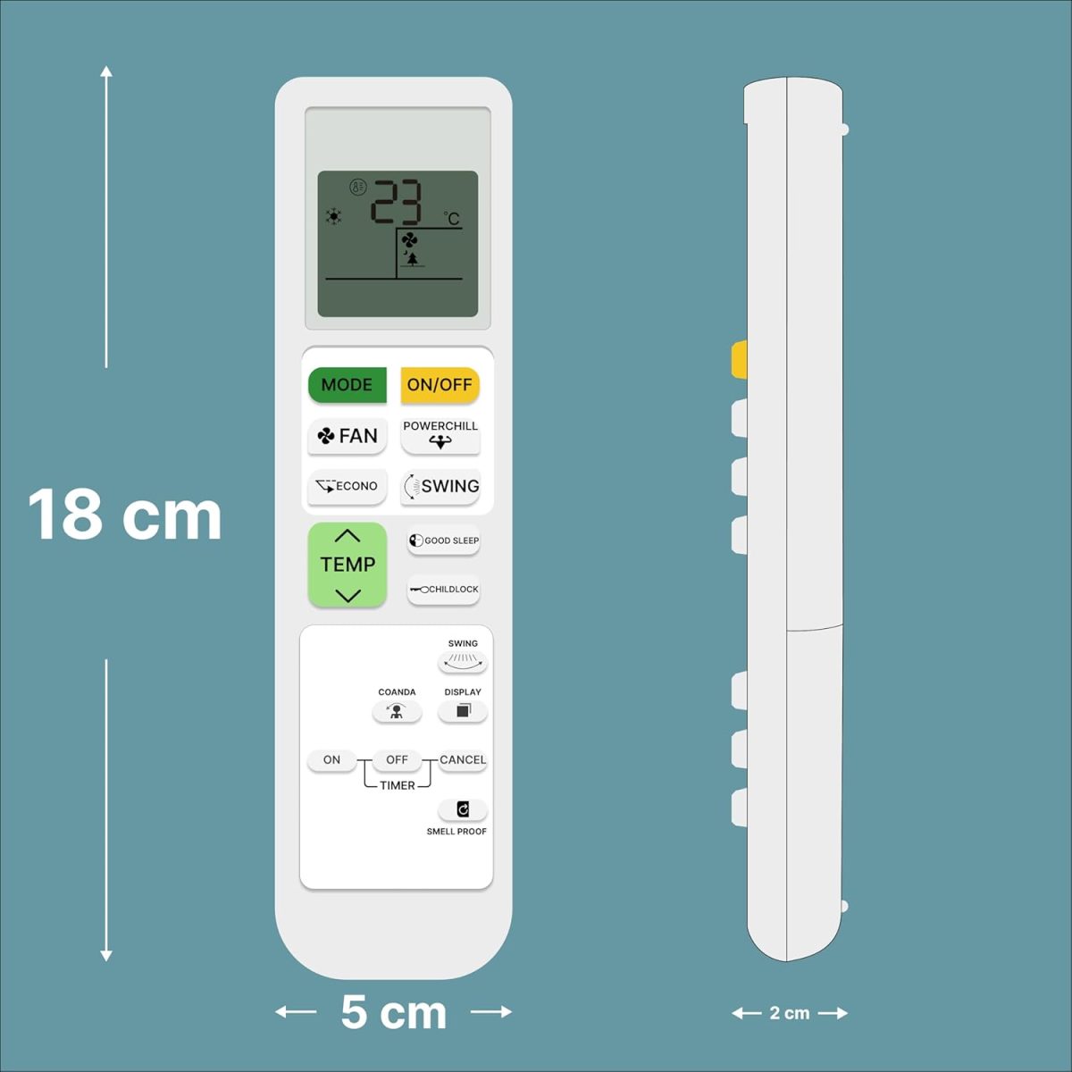 Zieva Compatible For Daikin Ac Remote Replacement For 1, 1.5, 2 Ton Split/Window Air Conditioner - Please Match The Original Remote (Ac 214 A),White - Image 4