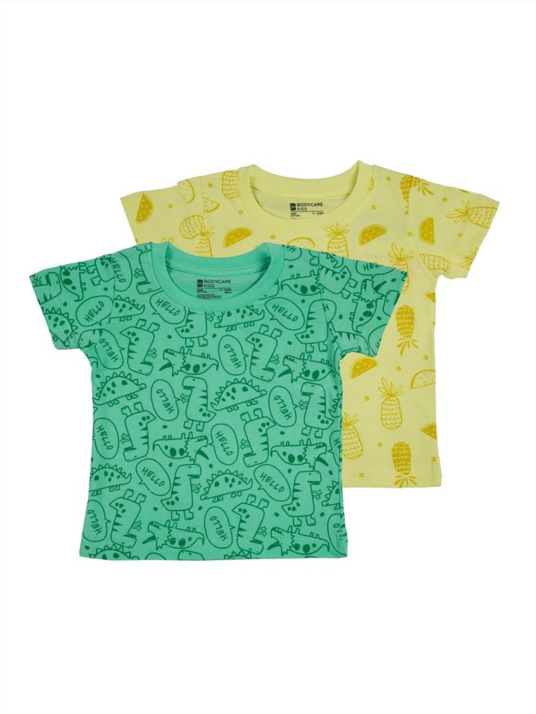 BODYCARE Kids Infantwear Boy's & Printed Round Neck Regular Fit T-Shirt Pack Of 2