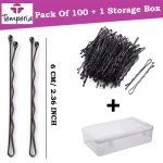 Temperia Bobby Hair Pins for Women & Girls (Pack of 100) (With Storage Box) (6cm Long) | Stylish Bob Hairpins for Hairstyling | Hair Styling Accessories Clips (Black) - Image 2