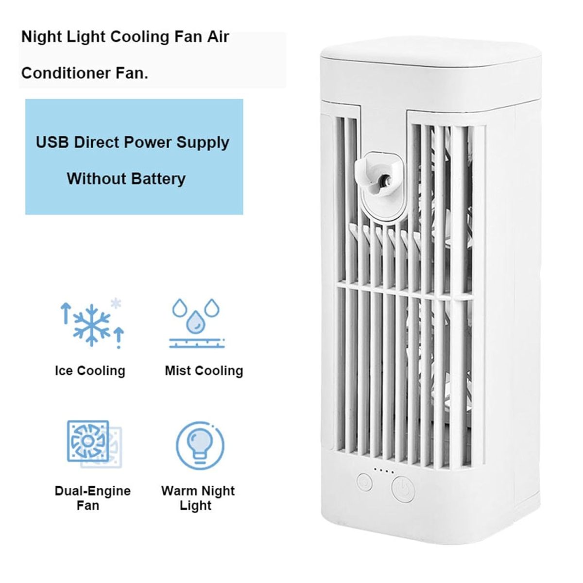 CLUB BOLLYWOOD® Portable Air Conditioner USB Evaporative Air Cooler Fan for Home & Garden | Home Improvement | Heating, Cooling & Air | 1 Mini Air Conditioning Fan | 1 Manual | 1 USB Cable - Image 7