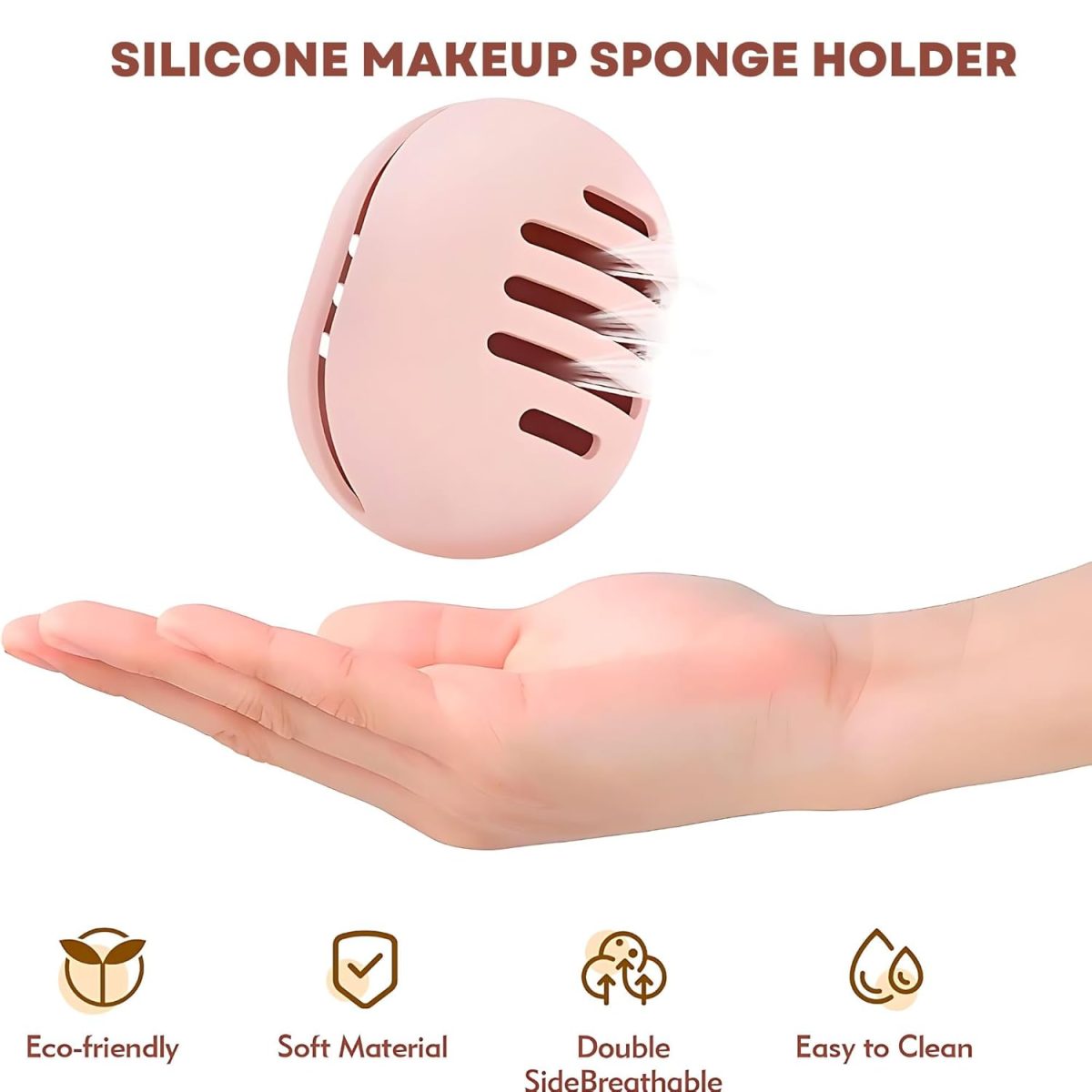 Hian Silicone Makeup Sponge Holder for Travel, Double-Sided Breathable & Shatterproof Beauty Blender Case for Women & Girls, Cosmetic Storage for Sponges Sponge Holder (Pink Color) - Image 4