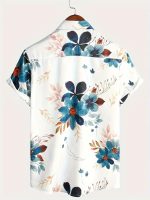 chandr fashion Men,s White Purple Printed Designer Men's Half Sleeves Printed Shirt - Image 3