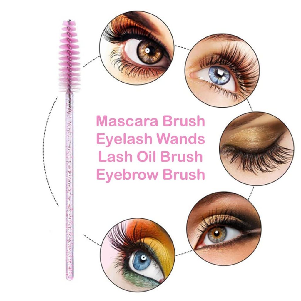 Ghelonadi Mascara Wands, Eyelash Brush, Spoolies for Eyelash Extensions and Eyebrow Brush Tool (Multicolor, Pack of 50pcs)