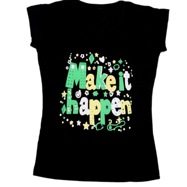 IndiWeaves Girls Cotton Half Sleeve Printed T-Shirt (Black,11-12 Years)