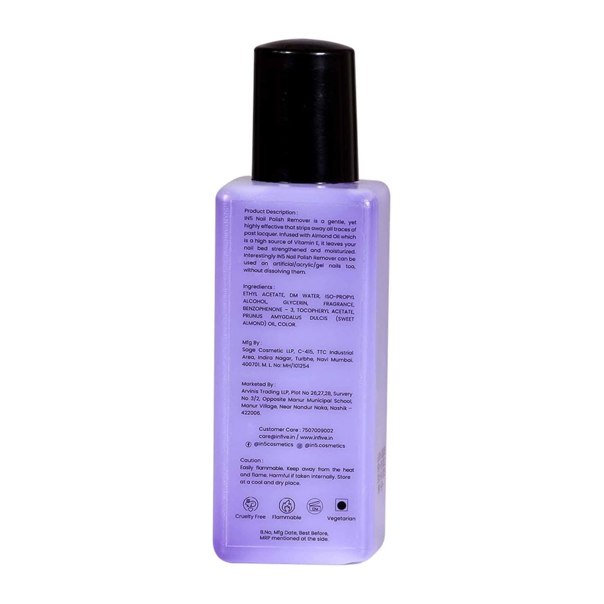 YUHME - IN5 Nail Polish Remover - 110 ml | Enriched with Almond Oil | Nail Paint - Art - Beauty - Make up Products | Acetone Free - Paraben free - Cruelty Free | Moisturize & strengthen your nails - Image 6