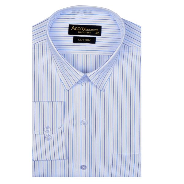 ACCOX Men's Striped Full Long Sleeves Regular Fit Cotton Formal Shirts(GCR62)