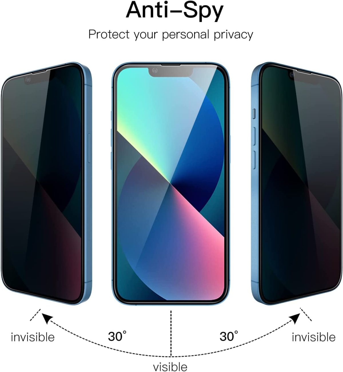 OpenTech® Privacy Tempered Glass Screen Protector Compatible for iPhone 13/13 Pro / 14 / 16e (6.1 Inches) with Edge to Edge Coverage and Easy Installation kit - Image 3
