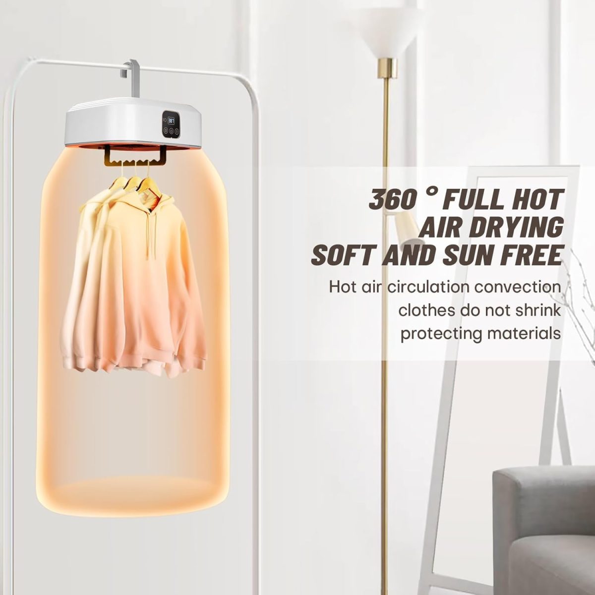 Xpressdryr Plastic Folding Portable Cloth Dryer, Mini Laundry Dryers With Remote Control, Small Compact Foldable Electric Drying Machine With Dry Bag For Travel, Home,Apartment,Off White - Image 2