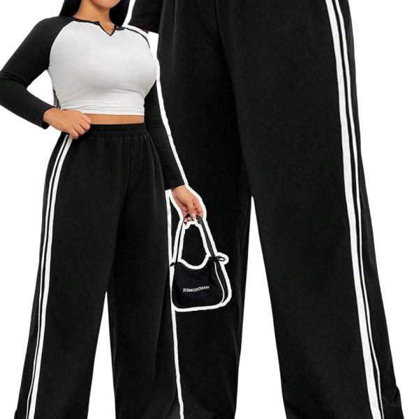 dockstreet Straight Wide fit Long Length Trouser Style Drawstring Trackpant for Women/Trending Sporty Style, Relaxed Casual Pants for Women