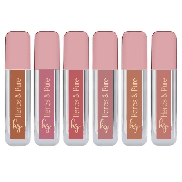 Herbs and Pure Soft, Hydrating, Full Coverage, Smooth Finish, Long-Lasting Liquid Lipstick, Pack of 6, 12ml, 2.1