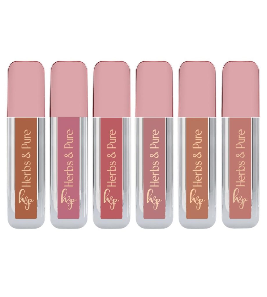 Herbs and Pure Soft, Hydrating, Full Coverage, Smooth Finish, Long-Lasting Liquid Lipstick, Pack of 6, 12ml, 2.1