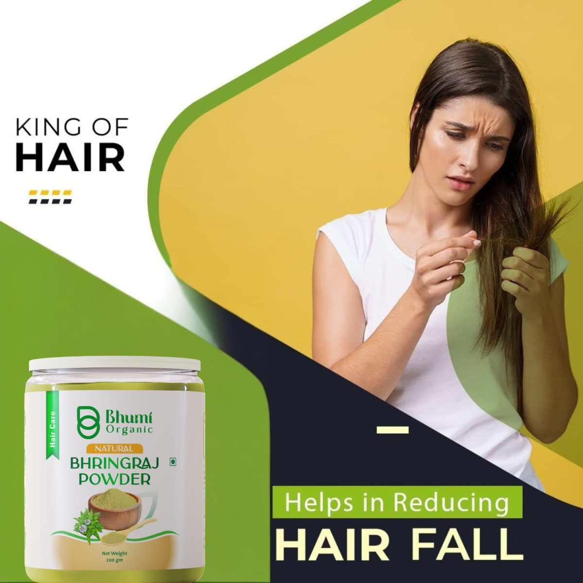 Bhumi Organic Bhringraj Powder (Eclipta Alba) 200g – Ayurvedic Hair Growth, Reduces Hair Fall & Promotes Thick, Strong Hair | Natural - Image 4
