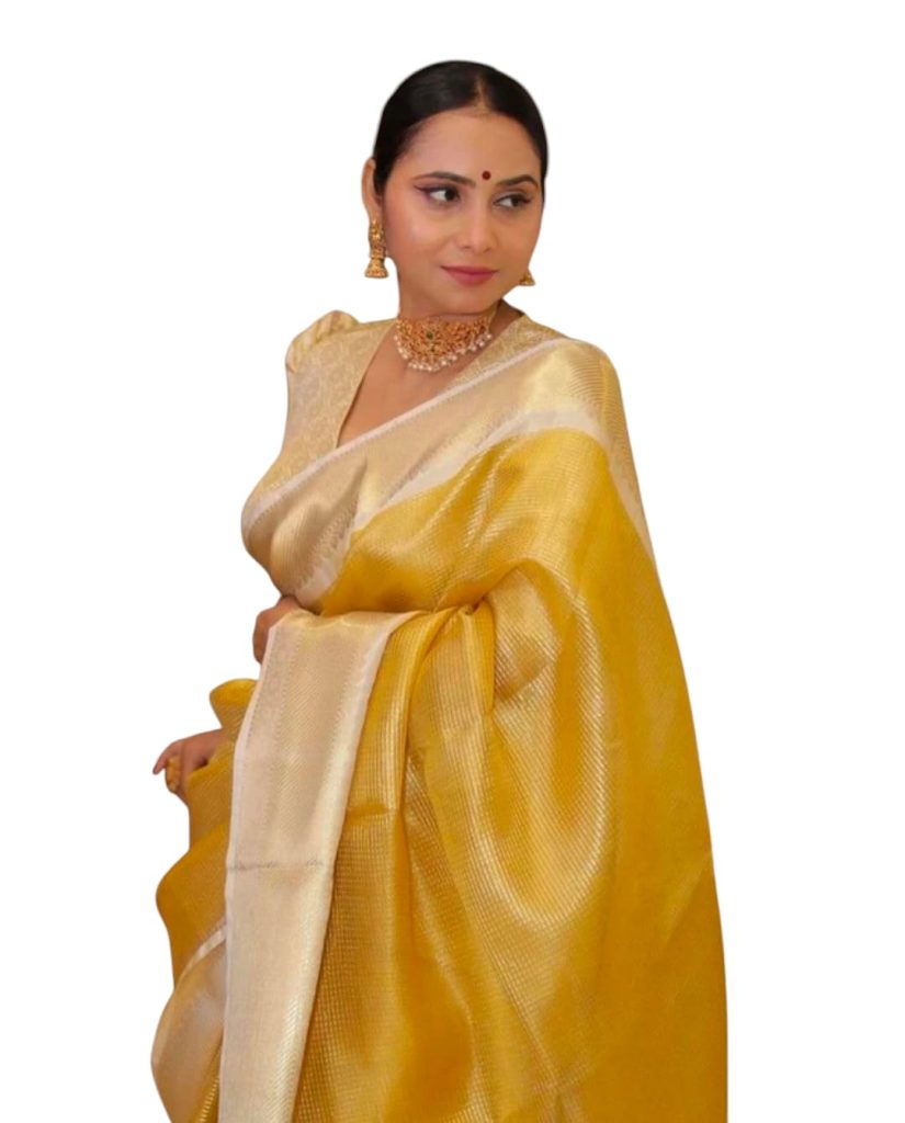 Women's Glory Womens Kanjivaram Banarasi Silk Saree Blend Woven Zari with Jacquard Woven Unstitched Blouse Piece.